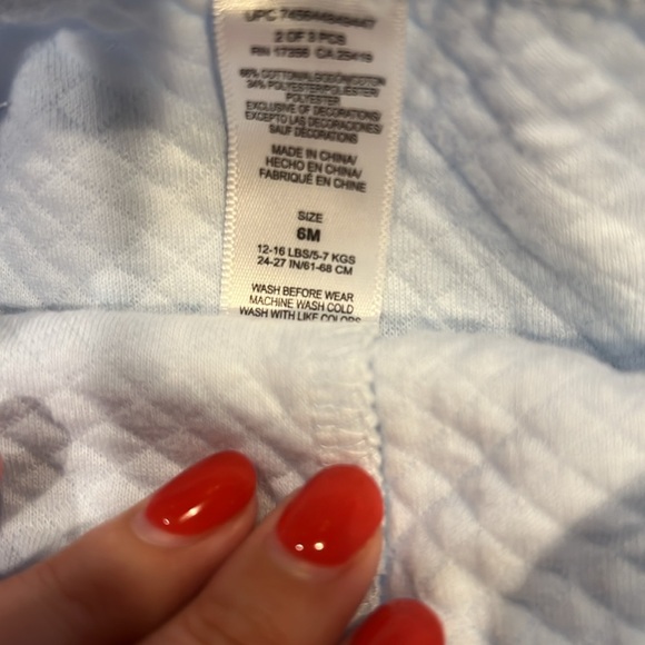 Baby Boy Quilted Blue Set with Stitched White Puppy on Shirt - Picture 3 of 5